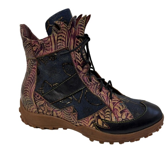 L’Artiste by Spring Step Ileana Boots EU 40 US 9.5 Multicolor Leather Lace Up An - Picture 6 of 12